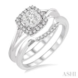 3/8 ctw Diamond Lovebright Wedding Set with 1/3 ctw Engagement Ring and 1/20 ctw Wedding Band in 14K White Gold