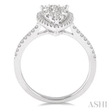 3/4 ctw Pear Shape Diamond Lovebright Ring in 14K White Gold