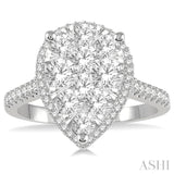 1 ctw Pear Shape Round Cut Diamond Lovebright Ring in 14K White and Rose Gold