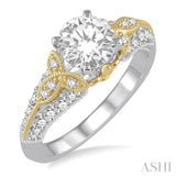 3/8 ctw Round Cut Diamond Semi-Mount Engagement Ring in 14K White and Yellow Gold