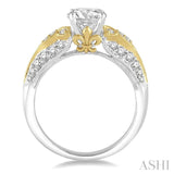 3/8 ctw Round Cut Diamond Semi-Mount Engagement Ring in 14K White and Yellow Gold