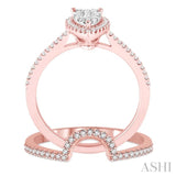 1/2 ctw Diamond Lovebright Wedding Set with 1/3 ctw Engagement Ring and 1/6 ctw Wedding Band in 14K Rose and White Gold