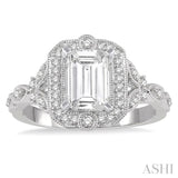 1/4 ctw Lattice Semi-Mount Round Cut Diamond Engagement Ring in 14K White Gold