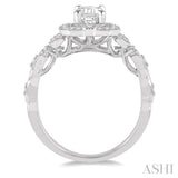 1/4 ctw Lattice Semi-Mount Round Cut Diamond Engagement Ring in 14K White Gold