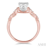 3/8 Ctw Two-Tone Lattice Round Cut Diamond Lovebright Ring in 14K Rose and White Gold