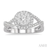 3/4 Ctw Lovebright Round Cut Diamond Engagement Ring in 14K White Gold