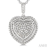 1/20 Ctw Round Cut Diamond Heart Pendant in Sterling Silver with Chain