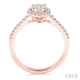 1/2 ctw Oval Shape Diamond Lovebright Ring in 14K Rose and White Gold