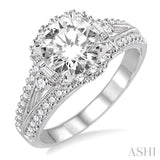 3/4 ctw Diamond Semi-mount Engagement Ring in 14K White Gold