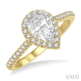 3/4 ctw Diamond Ladies Engagement Ring with 1/2 Ct Pear Cut Center Stone in 14K Yellow and White Gold