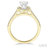 3/4 ctw Diamond Ladies Engagement Ring with 1/2 Ct Pear Cut Center Stone in 14K Yellow and White Gold