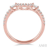 1/3 ctw Crescent Shape Center Diamond Wedding Band in 14K Rose Gold