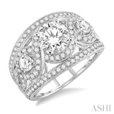 1 1/2 Ctw Round Cut Diamond Semi-Mount Engagement Ring in 14K White Gold