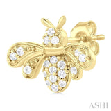 1/8 Ctw Petite Bumble Bee Round Cut Diamond Fashion Stud Earrings in 10K Yellow Gold