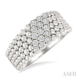 1/10 Ctw Bold Ball Bead and Slanted Round Cut Bead Bijoux Diamond Fashion Ring in Sterling Silver