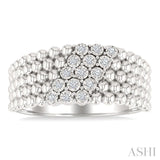 1/10 Ctw Bold Ball Bead and Slanted Round Cut Bead Bijoux Diamond Fashion Ring in Sterling Silver