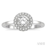 1/10 ctw Round Cut Diamond Halo Semi Mount Engagement Ring in 14K White Gold