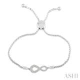 1/4 Ctw Infinity Center Round Cut Diamond Lariat Link Bracelet in 14K White Gold