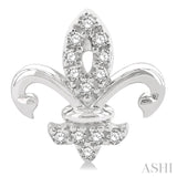 1/8 Ctw Petite Fleur De Lis Round Cut Diamond Fashion Stud Earrings in 10K White Gold