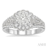 3/4 Ctw Diamond Lovebright Engagement Ring in 14K White Gold
