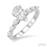 3/8 Ctw Pear Shape Marquise & Round Cut Diamond Semi-Mount Engagement Ring in 14K White Gold