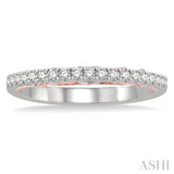 1/5 ctw Milgrain Gallery Round Cut Diamond Wedding Band in 14K White and Rose Gold