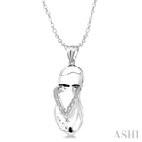 1/50 Ctw Round Cut Diamond Flip Flop Pendant in Sterling Silver with Chain