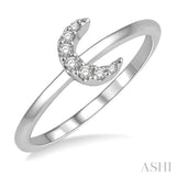 1/20 Ctw Crescent Round Cut Diamond Petite Fashion Ring in 10K White Gold