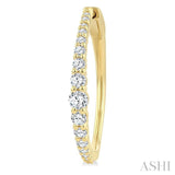 1 Ctw Round Cut Diamond Graduated Riviera Hoop Earrings in 14K Yellow Gold
