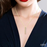 1/6 Ctw Circular Bead & Round Cut Bead Bijoux Diamond Bar Pendant With Chain in 14K Yellow Gold