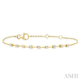 1/4 Ctw Round Cut Diamond Floating Fashion Chain Bracelet in 10K Yellow Gold