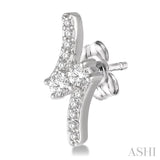 1/3 ctw Asymmetrical 2Stone Round Cut Diamond Earrings in 14K White Gold