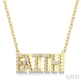 1/6 Ctw 'FAITH' Block Round Cut Diamond Necklace in 10K Yellow Gold