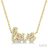 1/6 Ctw 'love' Script Round Cut Diamond Necklace in 10K Yellow Gold