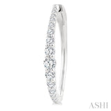 1 Ctw Round Cut Diamond Graduated Riviera Hoop Earrings in 14K White Gold