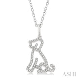 1/6 Ctw Petite Sitting Dog Round Cut Diamond Fashion Pendant With Chain in 10K White Gold