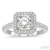 1/3 Ctw Square Shape Diamond Semi-Mount Engagement Ring in 14K White Gold