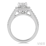 1/3 Ctw Square Shape Diamond Semi-Mount Engagement Ring in 14K White Gold