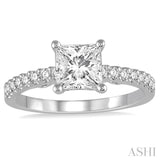 1/4 Ctw Princess shape Semi-Mount Diamond Engagement Ring in 14K White Gold