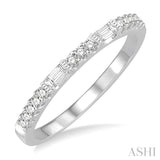 1/4 Ctw Baguette and Round Cut Diamond Stack Band in 14K White Gold
