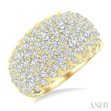 3 1/3 Ctw Round Cut Diamond Fashion Dome Ring in 14K Yellow Gold