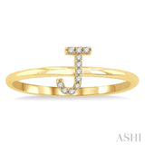 1/20 Ctw Initial 'J' Round Cut Diamond Fashion Ring in 10K Yellow Gold