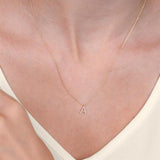 1/20 Ctw Initial 'E' Round Cut Diamond Pendant With Chain in 14K Yellow Gold