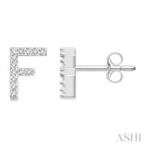 1/10 Ctw Initial 'F' Round Cut Diamond Earrings in 10K White Gold