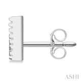 1/8 Ctw Initial 'W' Round Cut Diamond Earrings in 10K White Gold