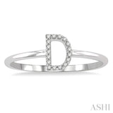 1/20 Ctw Initial 'D' Round Cut Diamond Fashion Ring in 10K White Gold