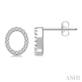 1/10 Ctw Initial 'O' Single Cut Diamond Earrings in 10K White Gold