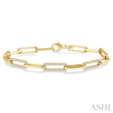 1 Ctw Round Cut Diamond Paperclip Bracelet in 10K Yellow Gold