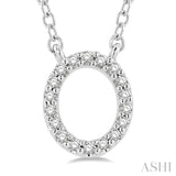 1/20 Ctw Initial 'O' Round Cut Diamond Pendant With Chain in 10K White Gold