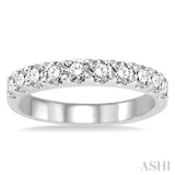 1 Ctw Round Cut Diamond Wedding Band in 14K White Gold